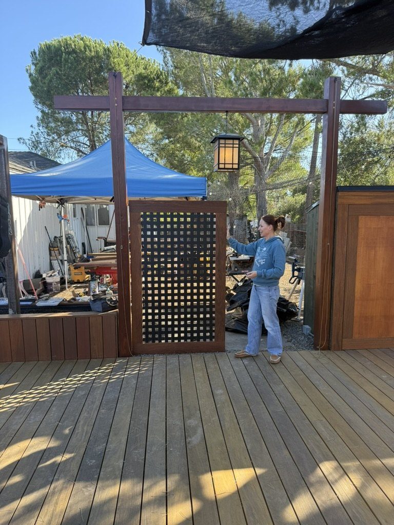 Christina standing at the torii gate with lantern